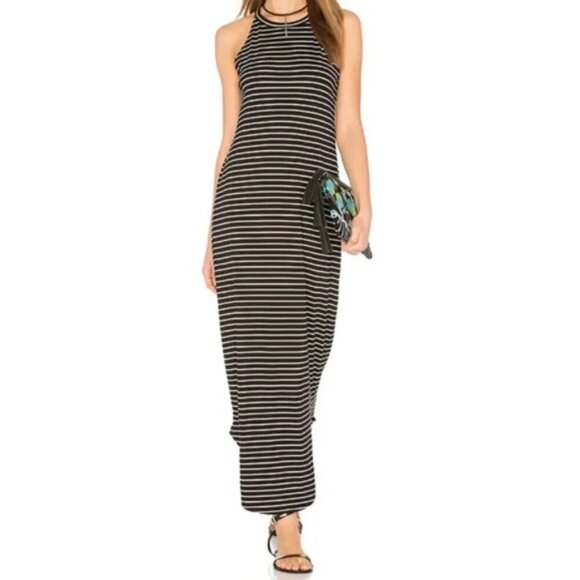 Revolve LNA Leigh Maxi Dress stripes Long Sleeveless Curved hem Scoop neck Small - Picture 3 of 15